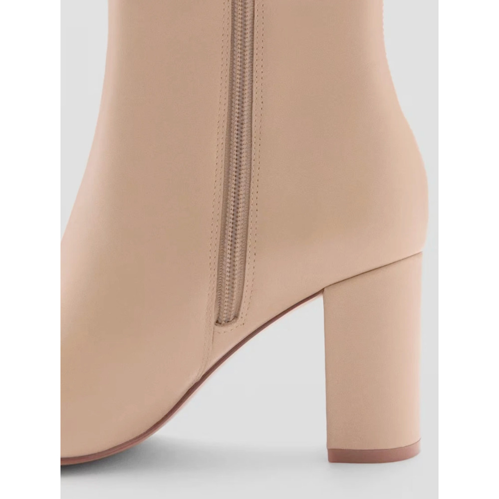 NEW MANGO MNG BEIGE HARRISON LEATHER TALL KNEE BOOTS SZ 38 US 7.5 - Picture 3 of 5